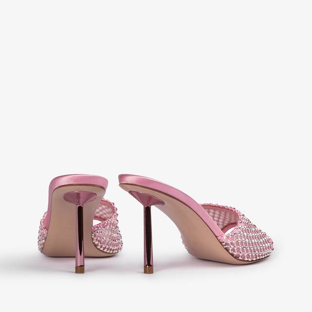 Le Silla Sandalo Mule Gioiello Rete Rosa Dea Con Cristalli