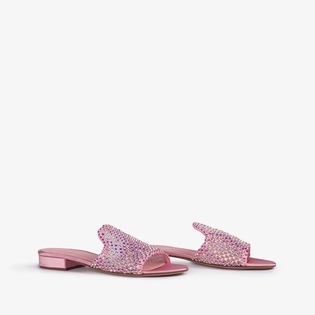 Le Silla Sandalo Mule Gioiello Rete Rosa Dea Con Cristalli