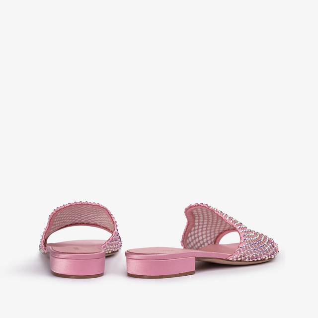 Le Silla Sandalo Mule Gioiello Rete Rosa Dea Con Cristalli