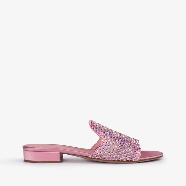 Le Silla Sandalo mule gioiello rete rosa dea con Cristalli