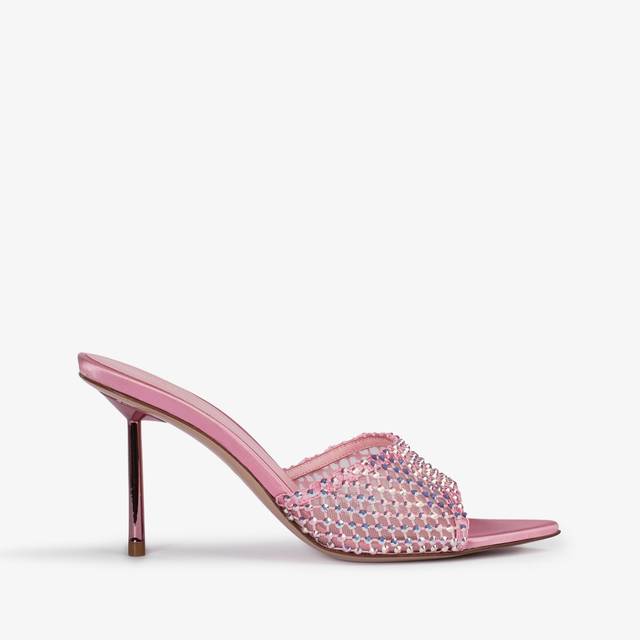 Le Silla Sandalo mule gioiello rete rosa dea con Cristalli