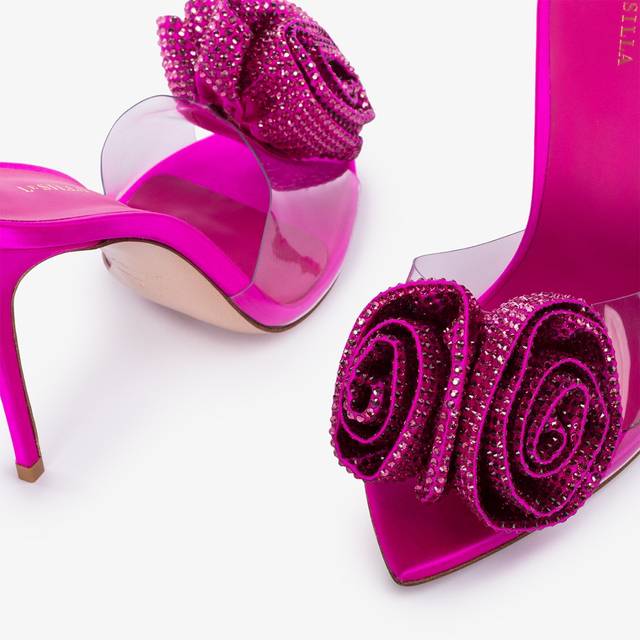 Le Silla Sandalo Raso E Plexy Fucsia Bouganville E Cristalli