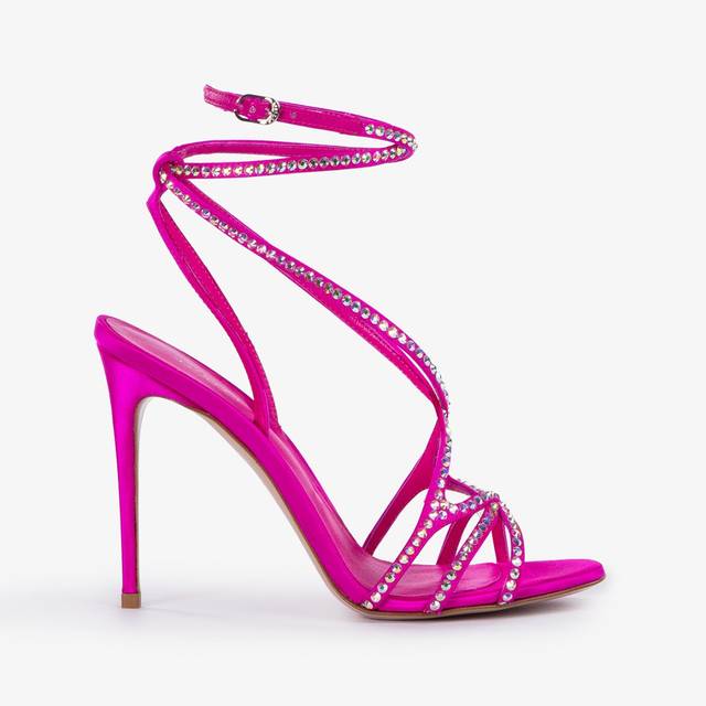 Le Silla Sandalo raso fucsia bouganville e Cristalli