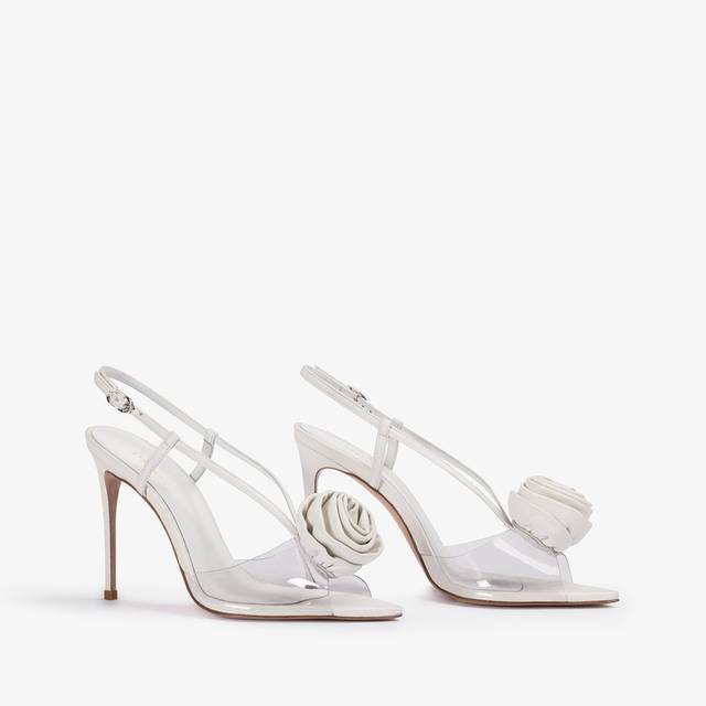 Le Silla Sandalo Slingback Plexy Bianco Carta Con Rosa