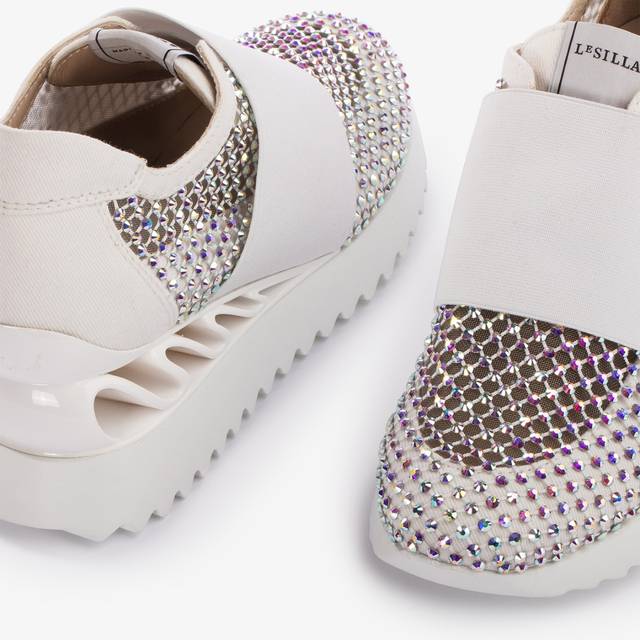 Le Silla Scarpa Running Denim, Rete Bianca Carta E Cristalli