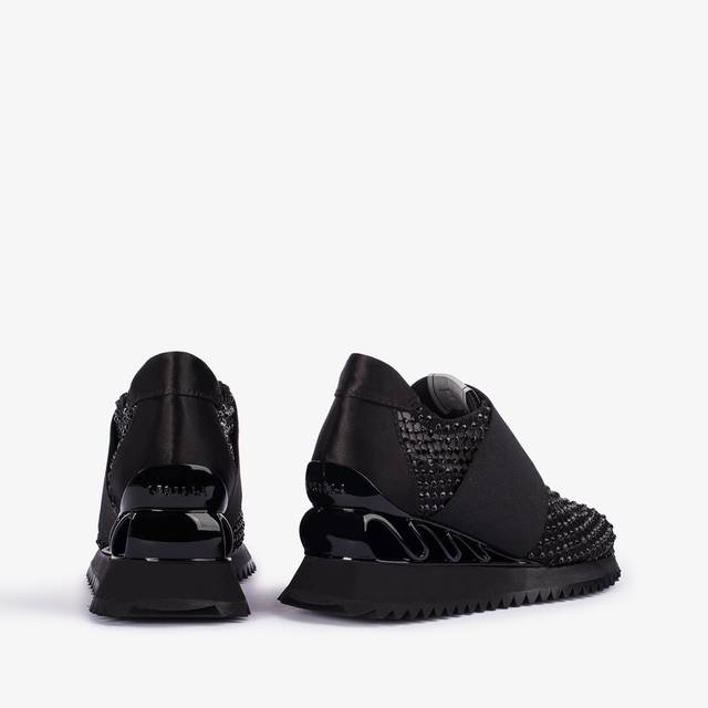 Le Silla Scarpa Running Raso, Rete E Cristalli Nero Jet
