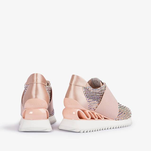 Le Silla Scarpa Running Raso, Rete E Cristalli Nude Skin