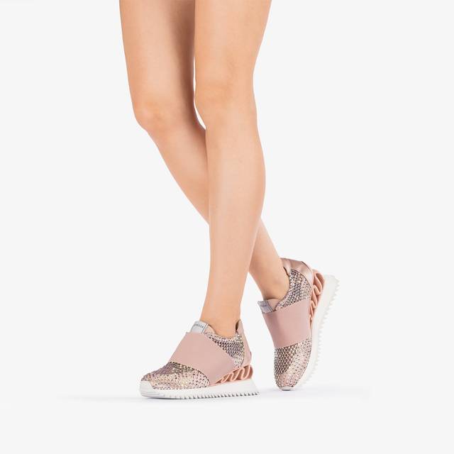 Le Silla Scarpa Running Raso, Rete E Cristalli Nude Skin