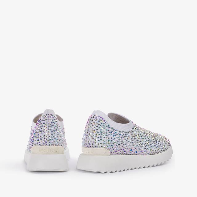 Le Silla Scarpa Running Tessuto Stretch Bianca Carta E Cristalli