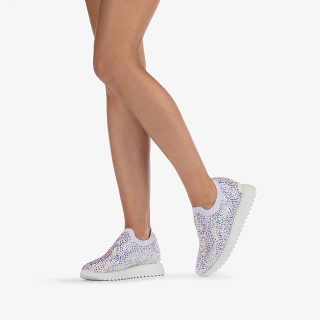 Le Silla Scarpa Running Tessuto Stretch Bianca Carta E Cristalli