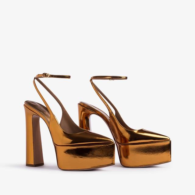 Le Silla Slingback Con Plateau Metallizzata Arancione Marigold