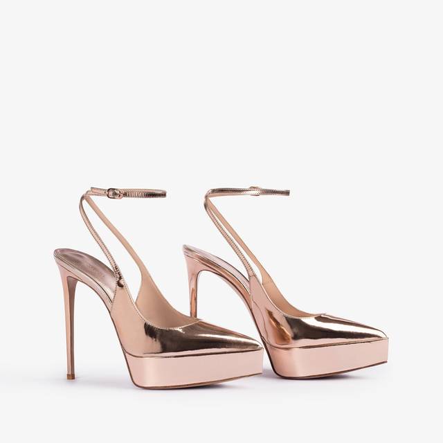 Le Silla Slingback Con Plateau Metallizzata Oro Rosa