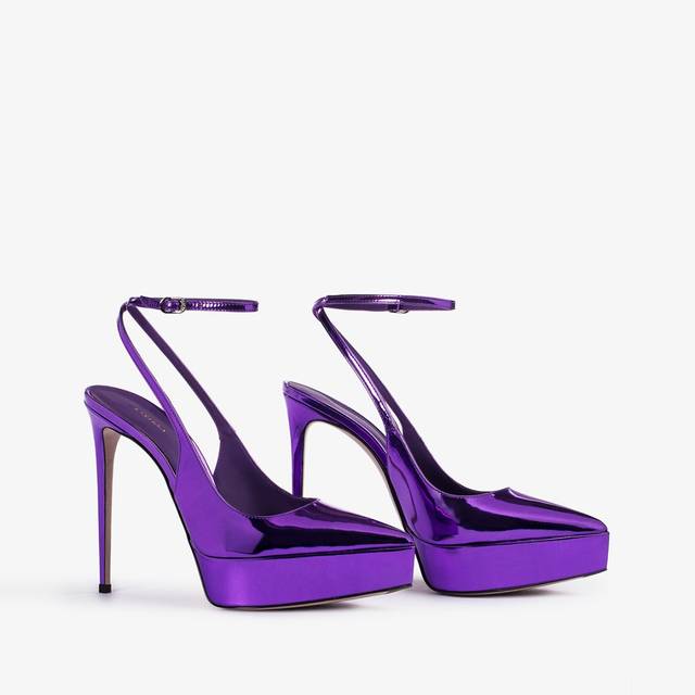Le Silla Slingback Con Plateau Metallizzata Viola Kamala