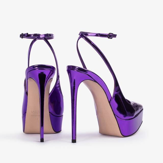 Le Silla Slingback Con Plateau Metallizzata Viola Kamala