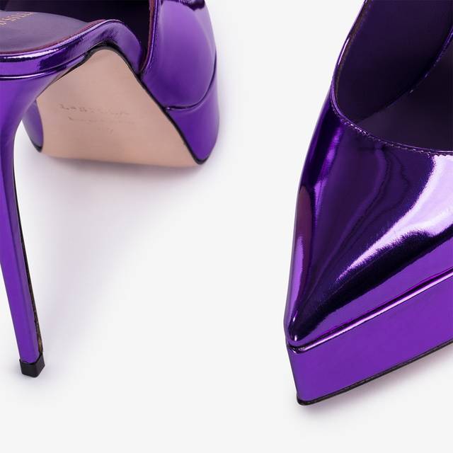 Le Silla Slingback Con Plateau Metallizzata Viola Kamala