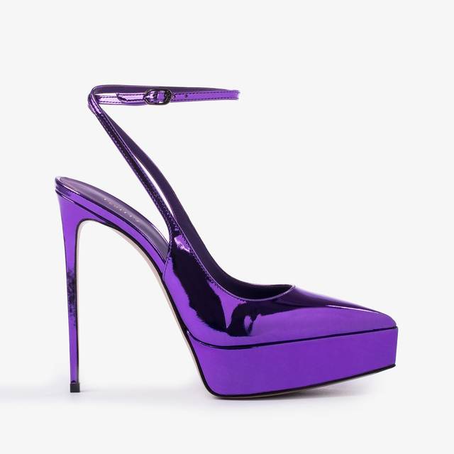 Le Silla Slingback con plateau metallizzata viola kamala