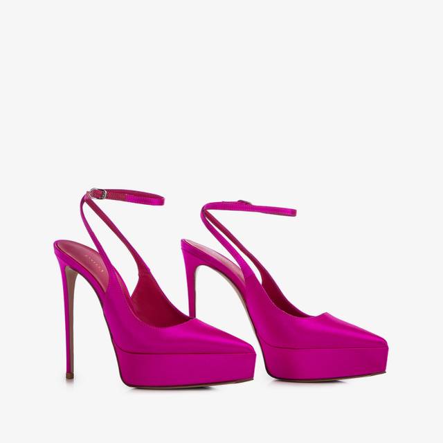 Le Silla Slingback Con Plateau Raso Fucsia Bouganville