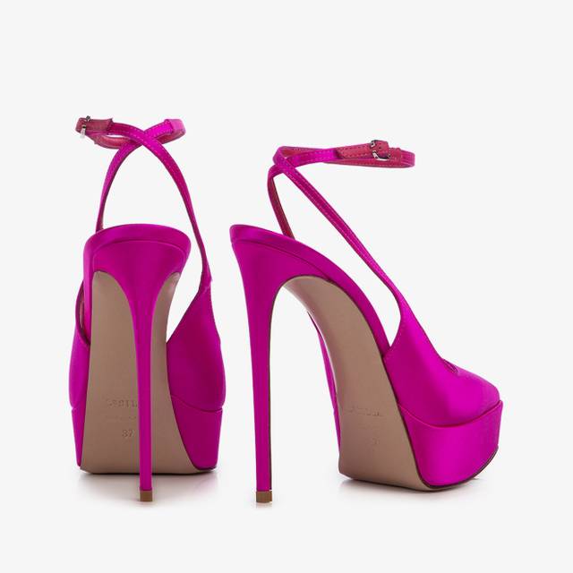 Le Silla Slingback Con Plateau Raso Fucsia Bouganville