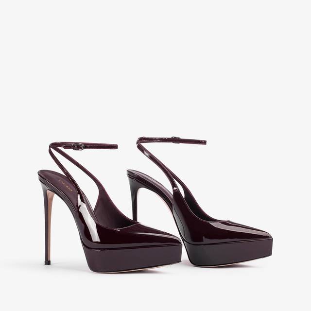 Le Silla Slingback Con Plateau Vernice Rossa Cherry