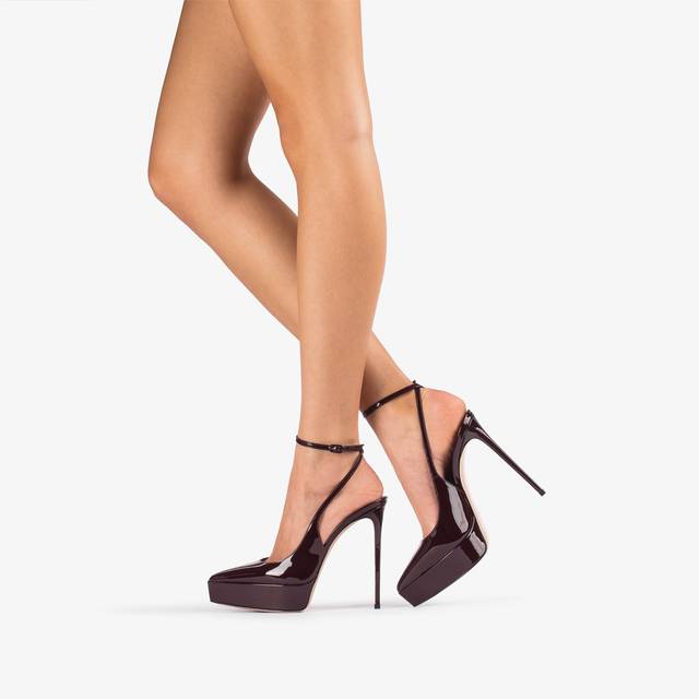 Le Silla Slingback Con Plateau Vernice Rossa Cherry