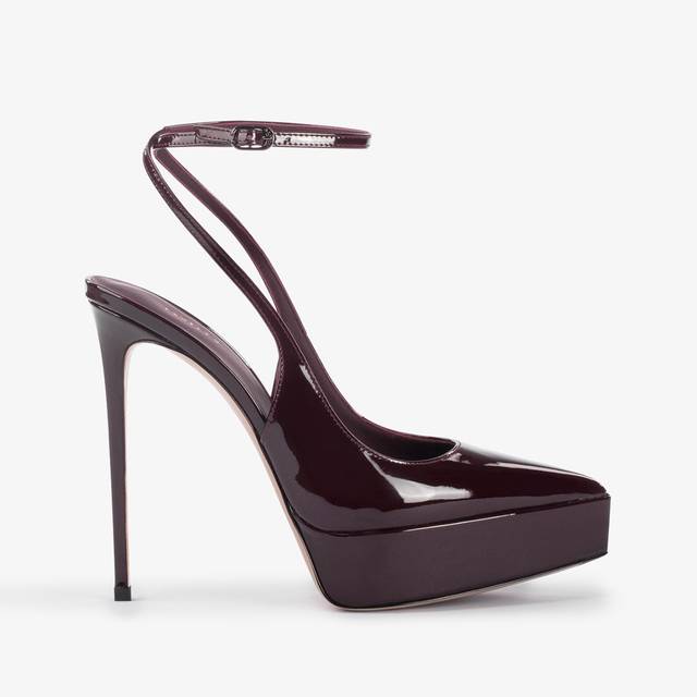 Le Silla Slingback con plateau vernice rossa cherry