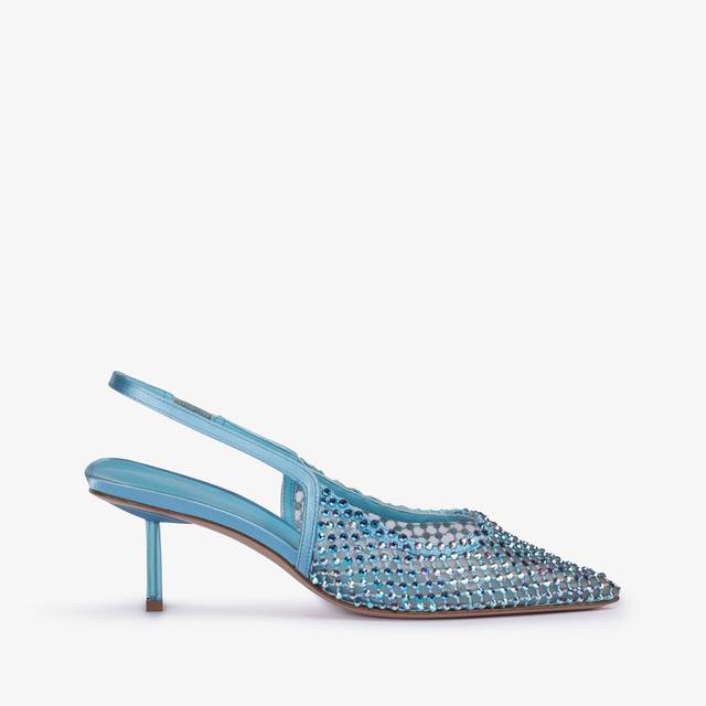 Le Silla Slingback Gioiello Rete Azzurro Cielo E Cristalli