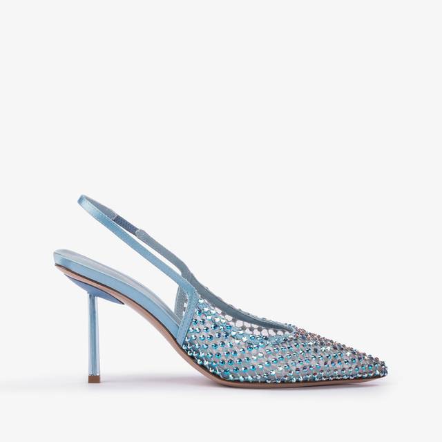 Le Silla Slingback gioiello rete azzurro cielo e Cristalli