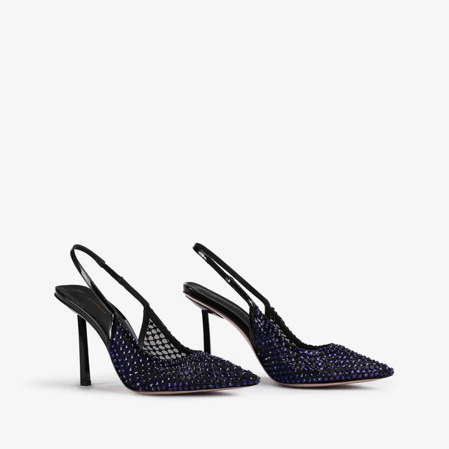 Le Silla Slingback Gioiello Rete Blu Midnight E Cristalli