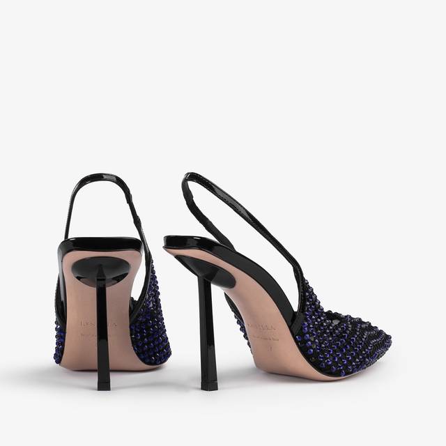 Le Silla Slingback Gioiello Rete Blu Midnight E Cristalli