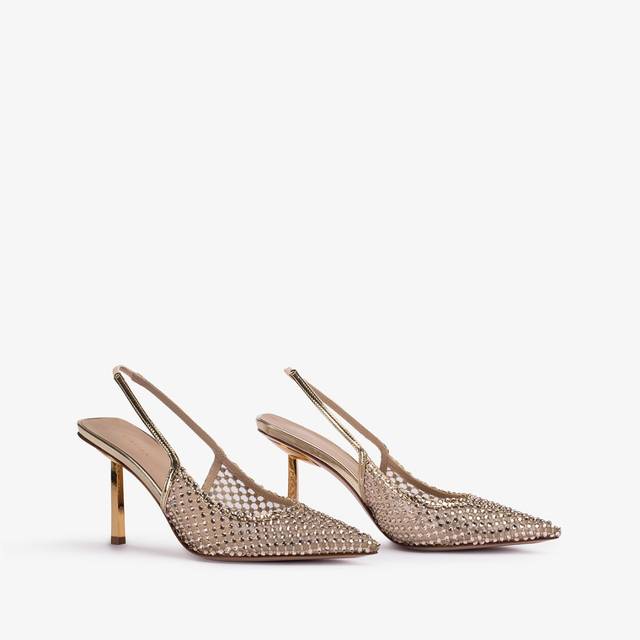 Le Silla Slingback Gioiello Rete E Cristalli Platino