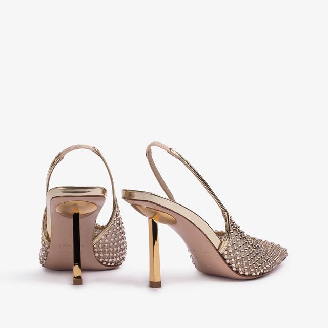 Le Silla Slingback Gioiello Rete E Cristalli Platino