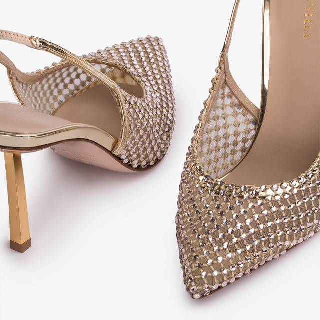 Le Silla Slingback Gioiello Rete E Cristalli Platino