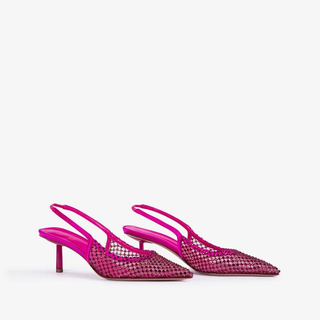 Le Silla Slingback Gioiello Rete Fucsia Bouganville