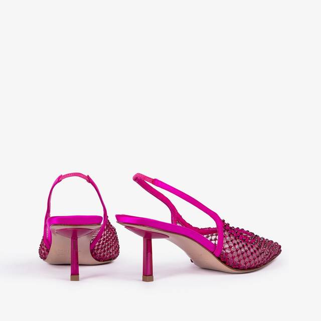 Le Silla Slingback Gioiello Rete Fucsia Bouganville