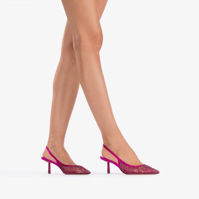 Le Silla Slingback Gioiello Rete Fucsia Bouganville