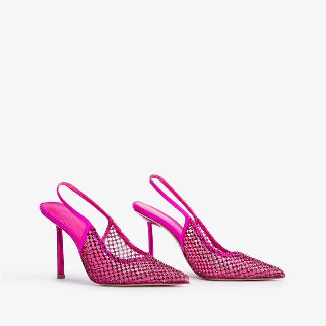 Le Silla Slingback Gioiello Rete Fucsia Bouganville
