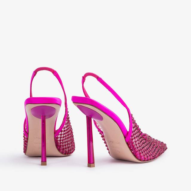 Le Silla Slingback Gioiello Rete Fucsia Bouganville