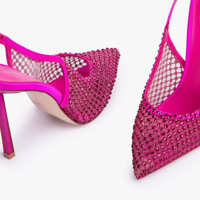 Le Silla Slingback Gioiello Rete Fucsia Bouganville