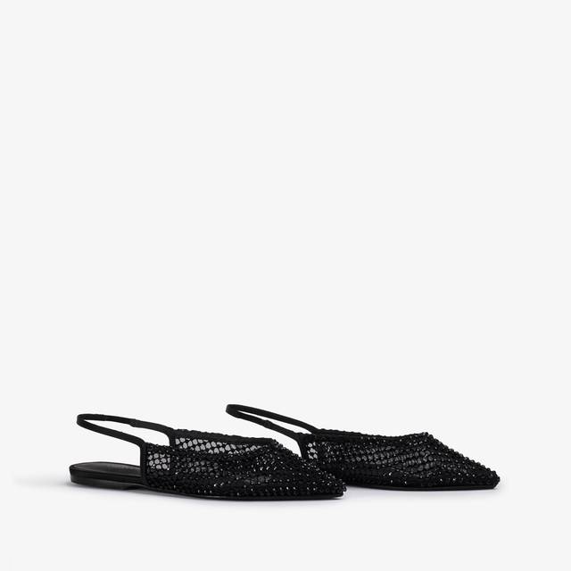 Le Silla Slingback Gioiello Rete Nera Jet E Cristalli
