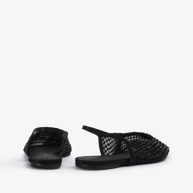 Le Silla Slingback Gioiello Rete Nera Jet E Cristalli