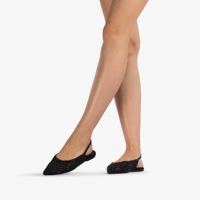 Le Silla Slingback Gioiello Rete Nera Jet E Cristalli