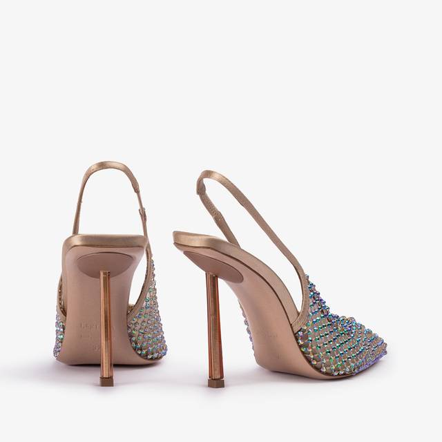Le Silla Slingback Gioiello Rete Oro E Cristalli Iridescenti