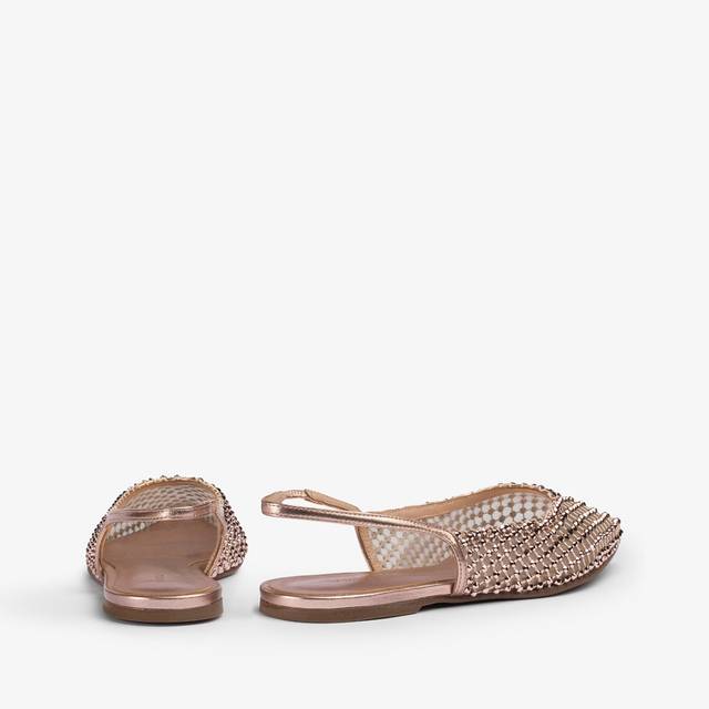 Le Silla Slingback Gioiello Rete Oro Rosa E Cristalli