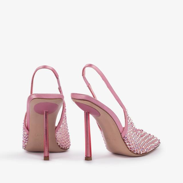 Le Silla Slingback Gioiello Rete Rosa Dea E Cristalli