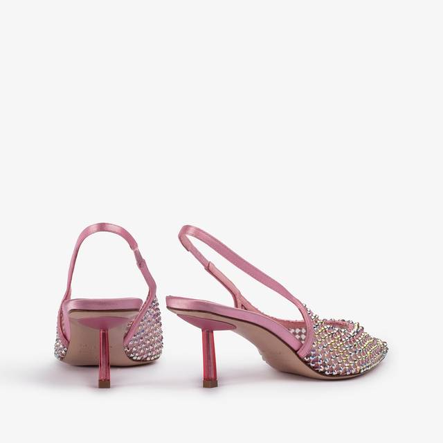 Le Silla Slingback Gioiello Rete Rosa Dea E Cristalli
