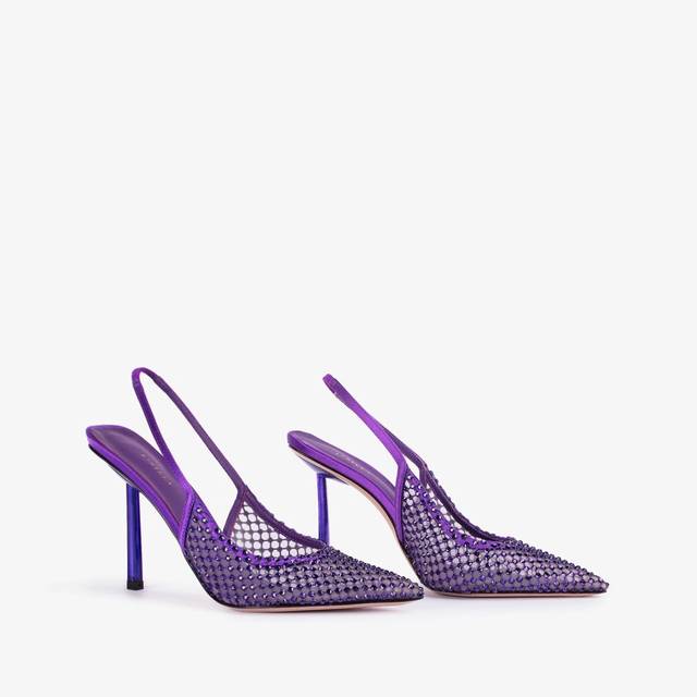 Le Silla Slingback Gioiello Rete Viola Kamala E Cristalli