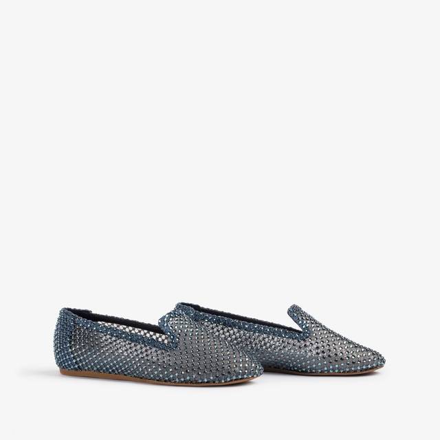 Le Silla Slipper Gioiello Rete Blu Denim E Cristalli
