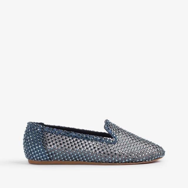 Le Silla Slipper gioiello rete blu denim e Cristalli