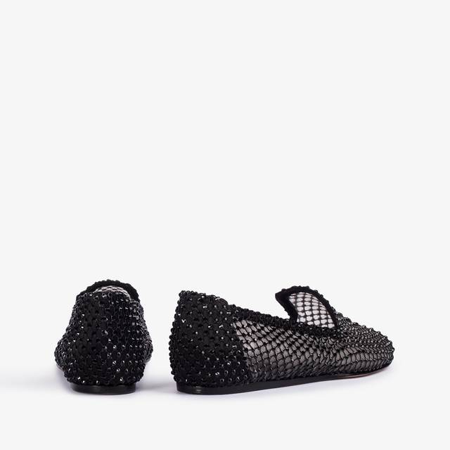 Le Silla Slipper Gioiello Rete Nera E Cristalli Neri