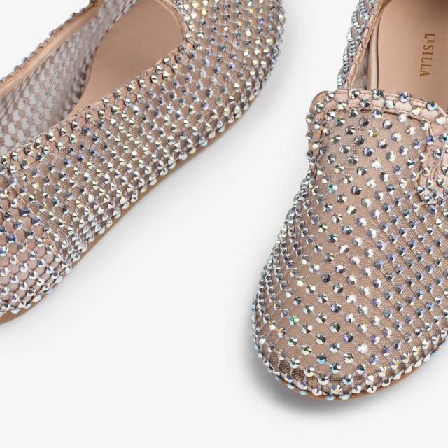 Le Silla Slipper Gioiello Rete Nude Skin E Cristalli